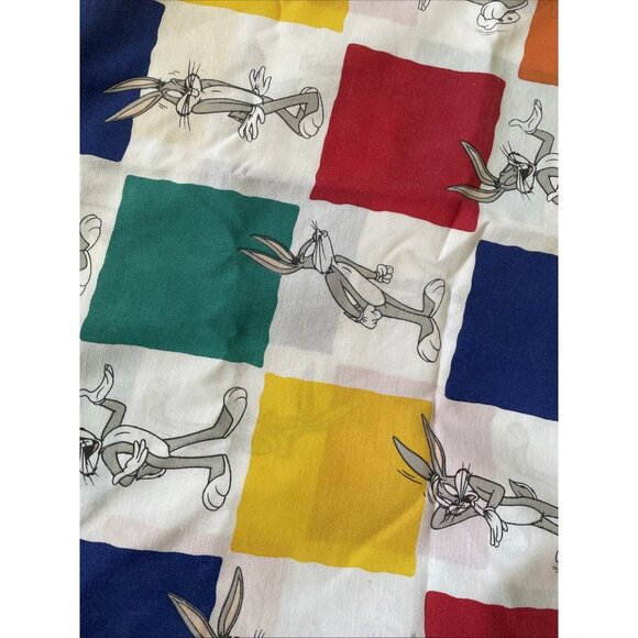Vintage 1997 Warner Bros Bugs Bunny Twin Flat Sheet 70% Polyester 30% Cotton Mul - Picture 10 of 12